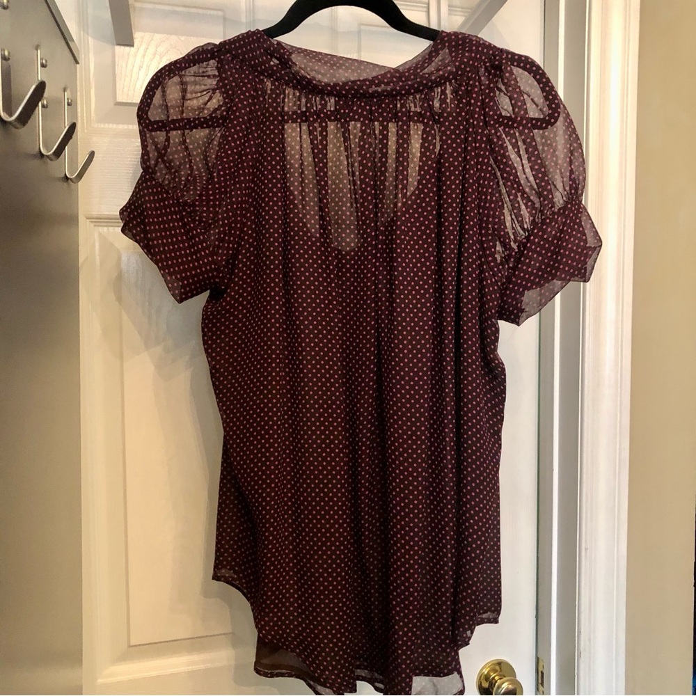 🇨🇦Arthur Mendonca Sheer Silk Polka Dot Blouse. Size 10